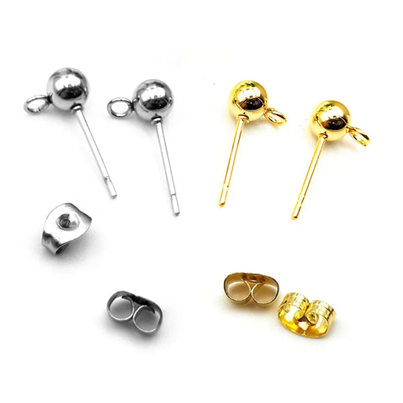 Hypoallergenic Gold Plated Stainless Steel Earring Posts and Backs Findings Jewelry Making Supplies
