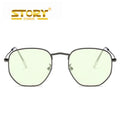 STORY XD3548 2025 Women Men Mirrored Ray Band Polarized Custom Glasses Retro Square Metal Polygon Blue Light Blocking Glasses