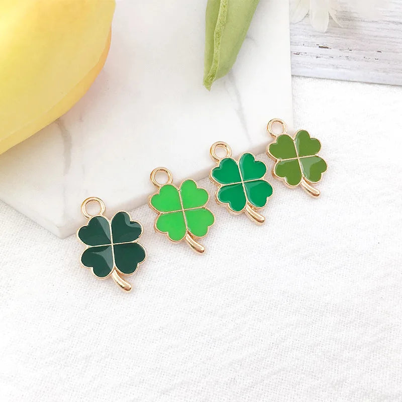Sell Well 48pcs Lucky Green and Fresh Four Clover Charm for DIy Jewelry Necklace Bracelet Pendant Making