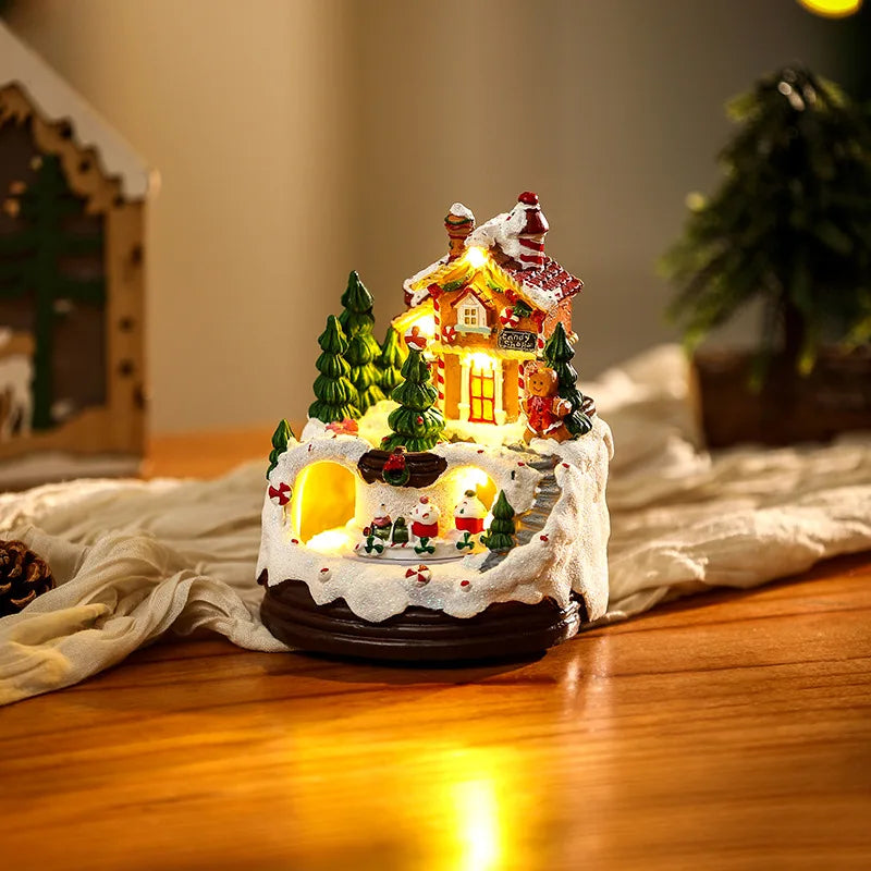 Christmas Glowing Music House for Christmas Gifts Xmas Night Light LED Music Box Christmas Ornament