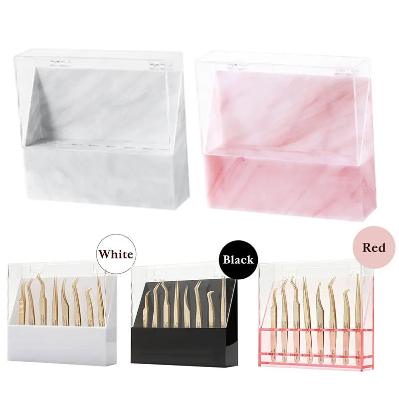 XIUSUZAKI Tweezers Storage Box 8 Holes Holder Eyelashes Makeup Professional Storage for Eyelash Extension Tweezers Storage Box