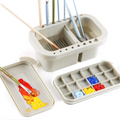 BOMEIJIA Paint Brush Cleaner Washer 8 Palette Wells 16 Hole Multi-Use Basin Tub Plastic 15x23cm