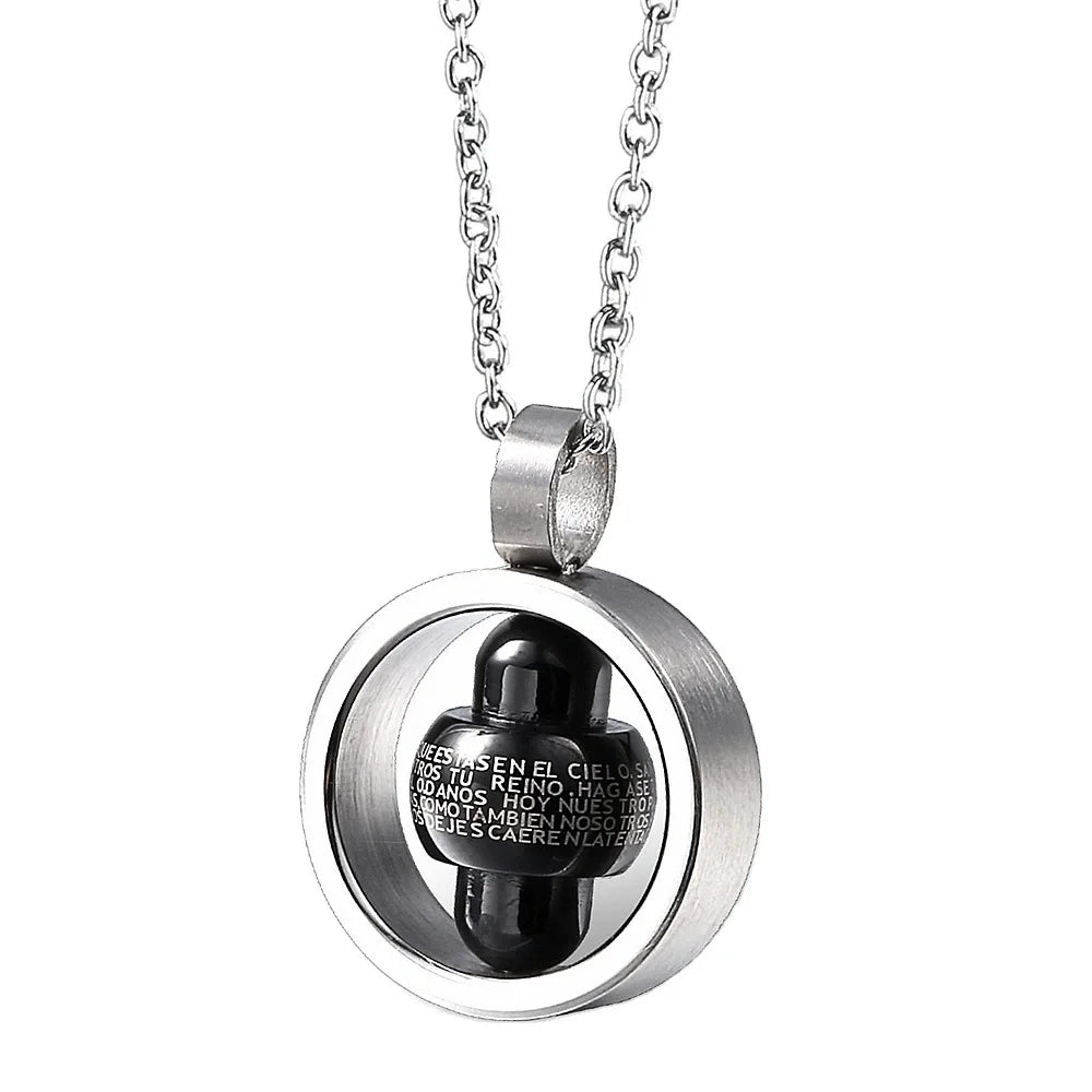 Europe America Bible Stainless Steel Ring Circle Pendant Necklace Religious Cross Design Jewelry