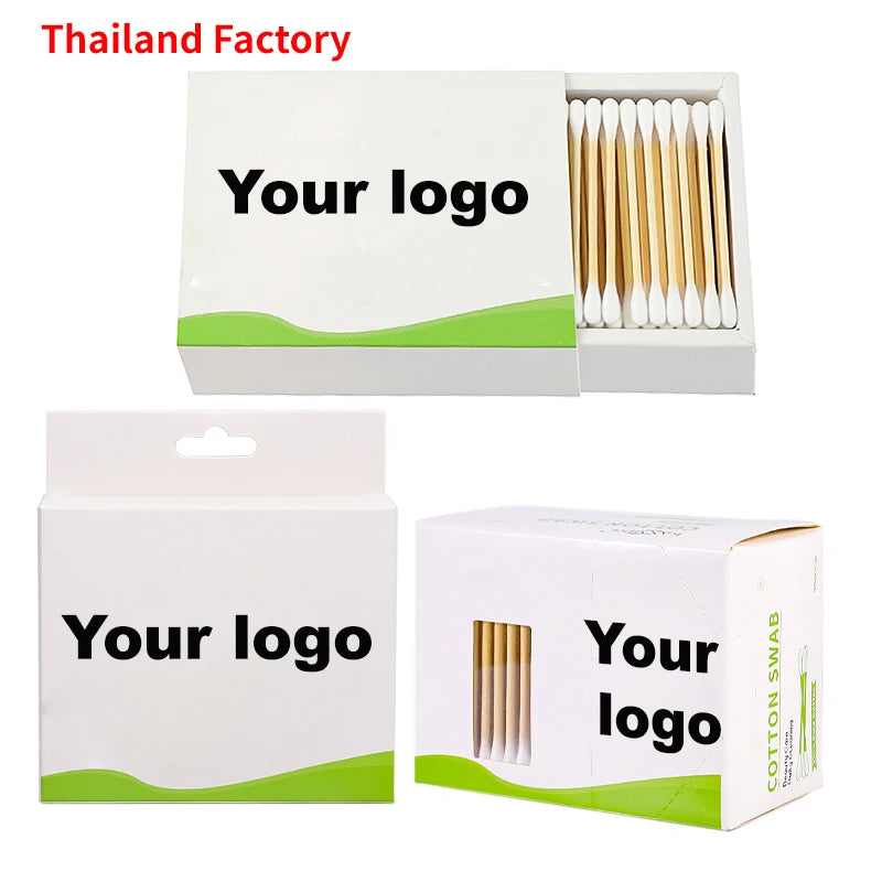 Low Price Custom Cosmetic Coton-tige Customized Q Tips Cotton Ear Buds Makeup Cotton Swabs With White Paper Box
