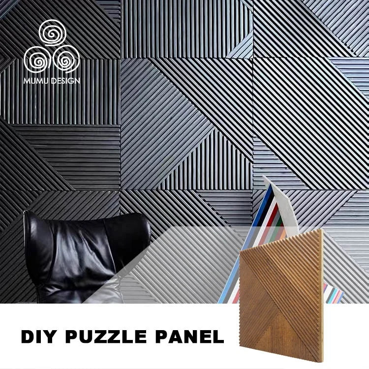 MUMU 3D Villa Contemporary Design Easy Install Fluted Partition Flexible Interior Wooden Wall Panels
