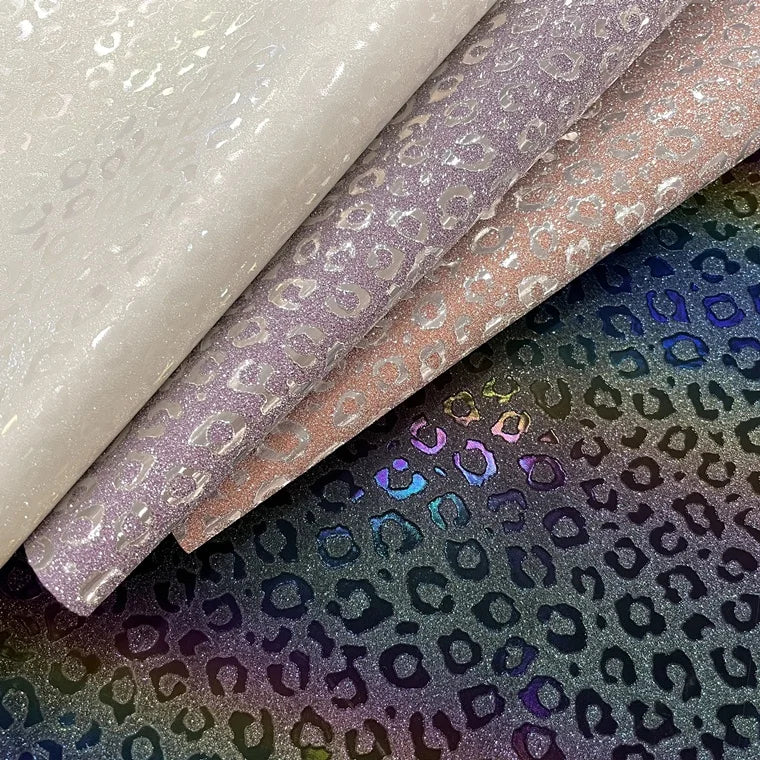 Rainbow Holographic Reflective Pattern PU Leather Shoes Bag Making Decoration Hairbows DIY Material