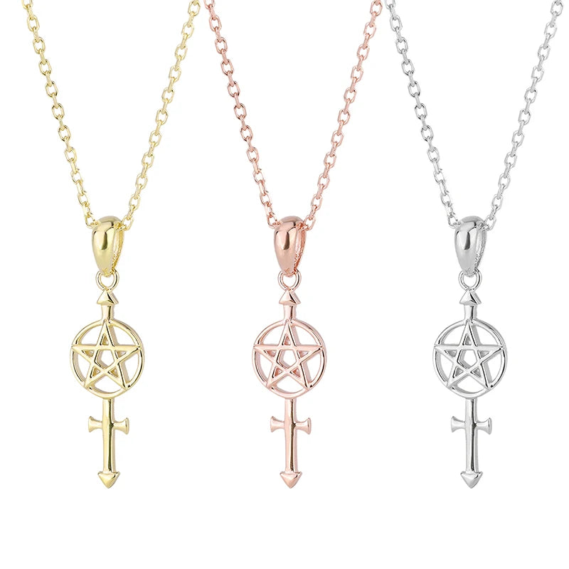 Original Design 2025 New Necklace S925 Sterling Silver Five-pointed Star Cross 18k Gold-plated Pendant Necklace Wholesale