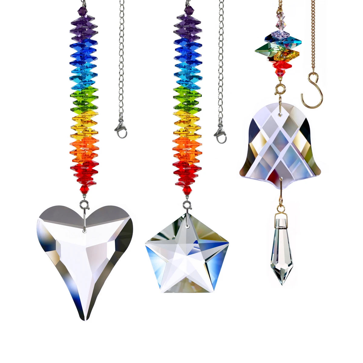 GOLDENHAITAI Crystal Sun Catcher 68mm Heart Pendant Home Window Garden Hanging Ornament Rainbow Maker G316807
