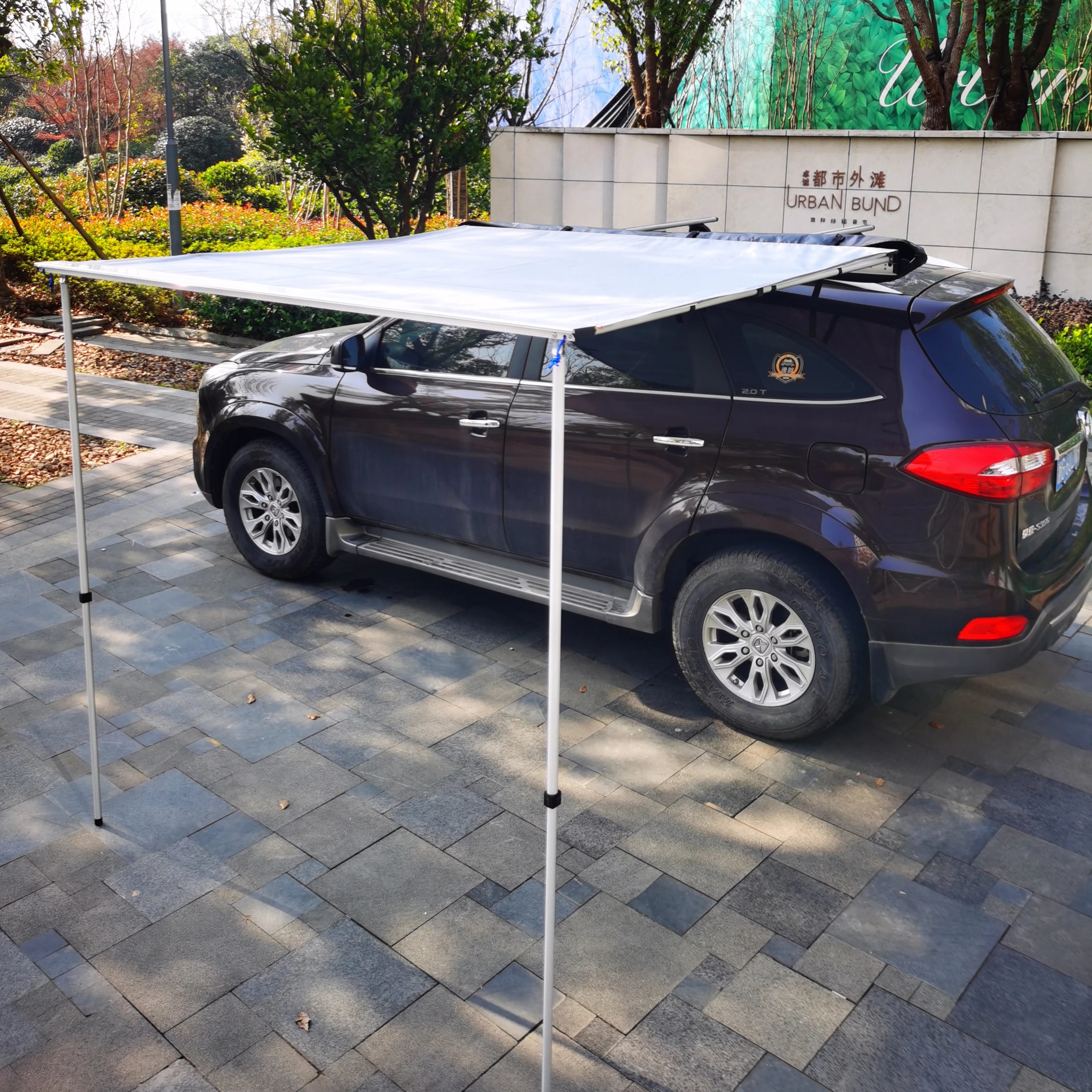 Hot-Selling Waterproof Oxford Fabric Sun Shelter for 4WD SUV Outdoor Overlanding Aluminum Pole Roof Side Awning