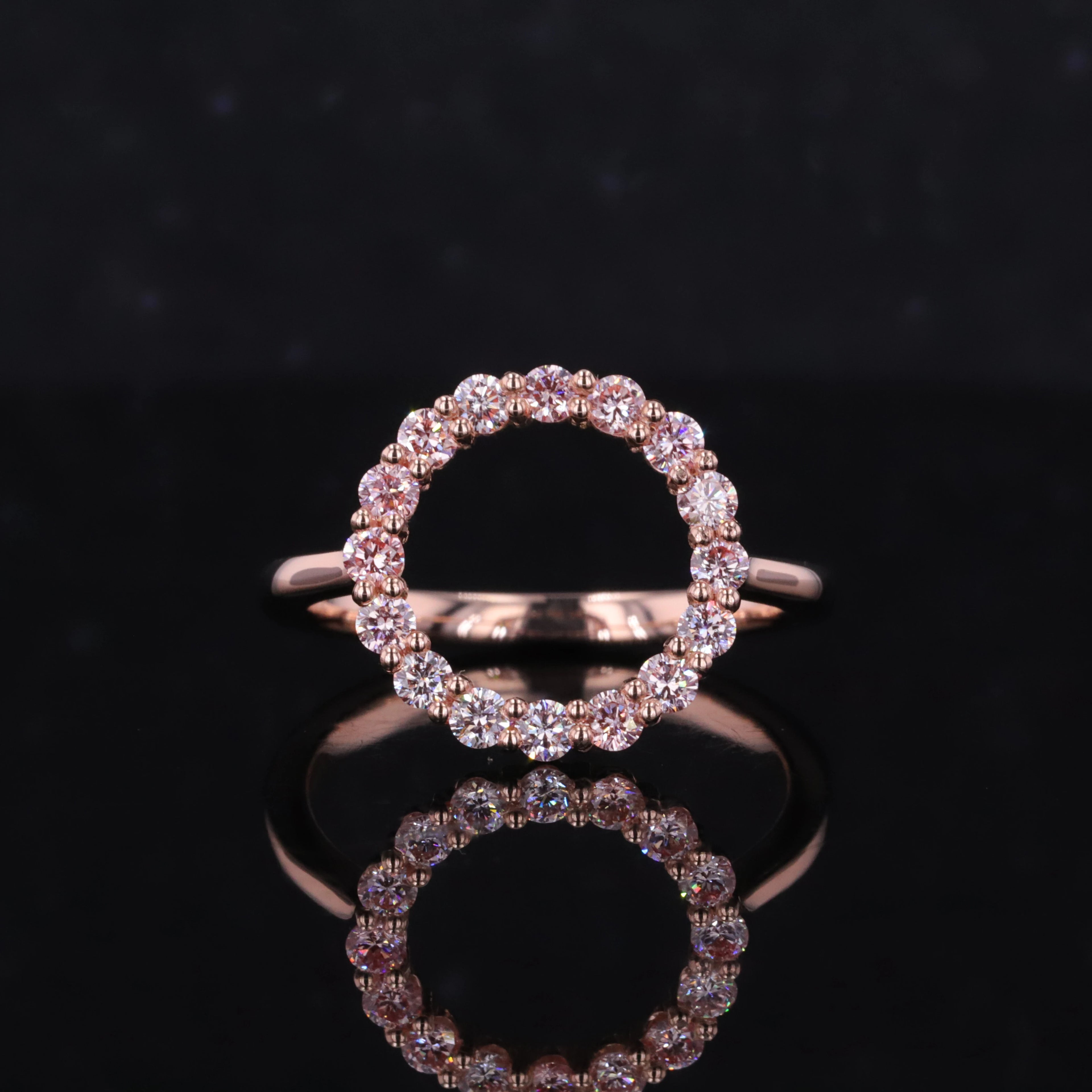 Starsgem  Engagement Ring 10K  Rose Pure Gold 2.0mm  Halo PINK  HPHT CVD Diamond Rings