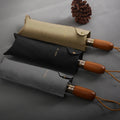 Custom Design Auto-Open Close 3-Fold Umbrella for Men Solid Color Compact Design with Durable Wooden Handle