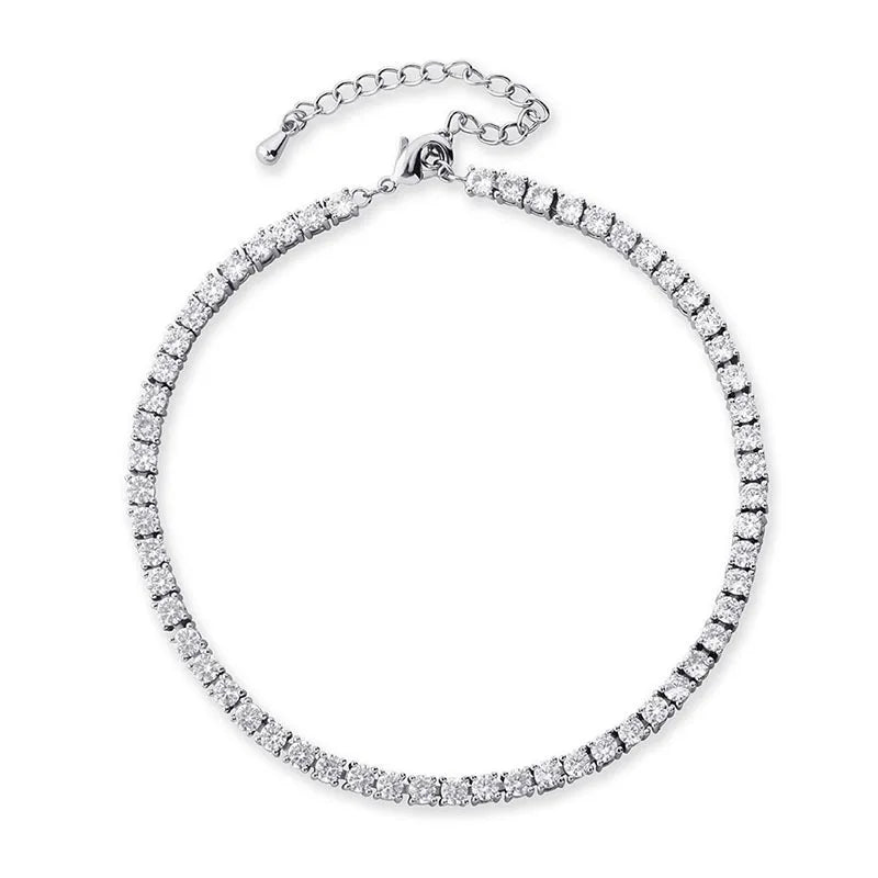Simple One Row Crystal Tennis Chain Ankle Bracelet Anklet