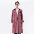2023 Bosha Women's Casual Rose-Red Trench Coat Double Breasted Style With Buttons Custom Long  for Autumn