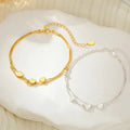 Factory Wholesale Cheap 925 Sterling Silver Love Heart Charm Bracelet Double Layer Chain Gold Plated Beaded Bracelets for Women