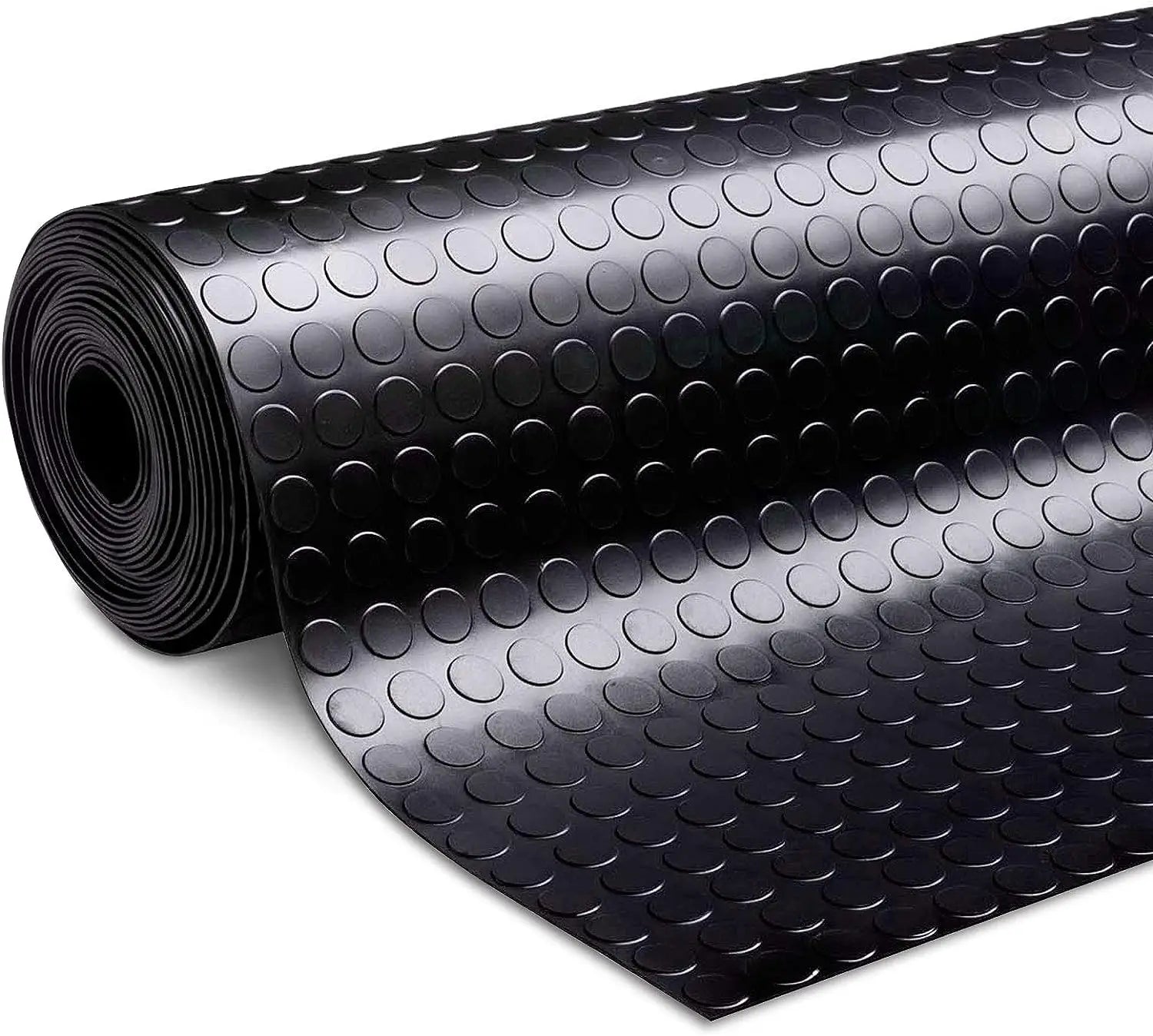 Black Round Studded Rubber Mat Heavy Duty Garage Floor Runner Industrial Floor Coating