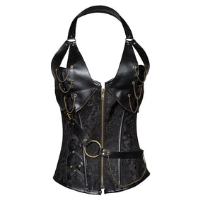 Fashion Womens Steel Boned Retro Goth Steampunk Corset Korset Overbust Waist Trainer Bustier