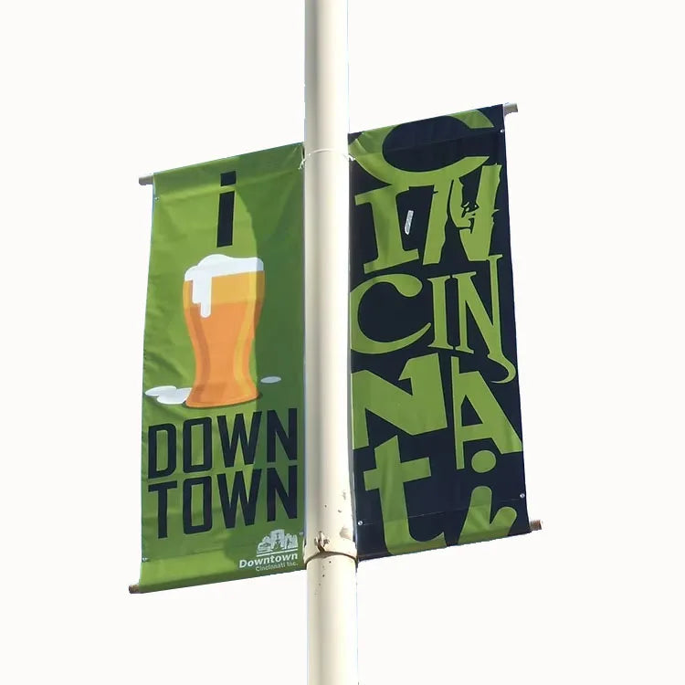 Outdoor Advertising Flags and Banners Large Custom Printing Double Sided Street Light Pole Display Banner Flag Sign