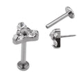High Polished G23 Titanium 3 CZ Blaze Set Tops Push Pin Threadless Labret Earring Jewelry Nose Lip Rings