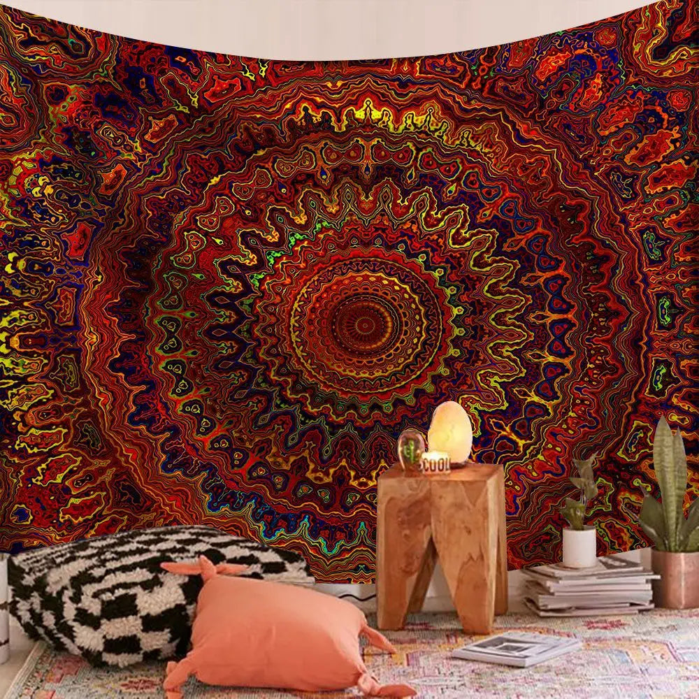 Hottest Sale Bohemian Eco-Friendly Polyester Portrait Mandala Wall Tapestry Custom Logo Psychedelic Wall Hanging Bedroom Art