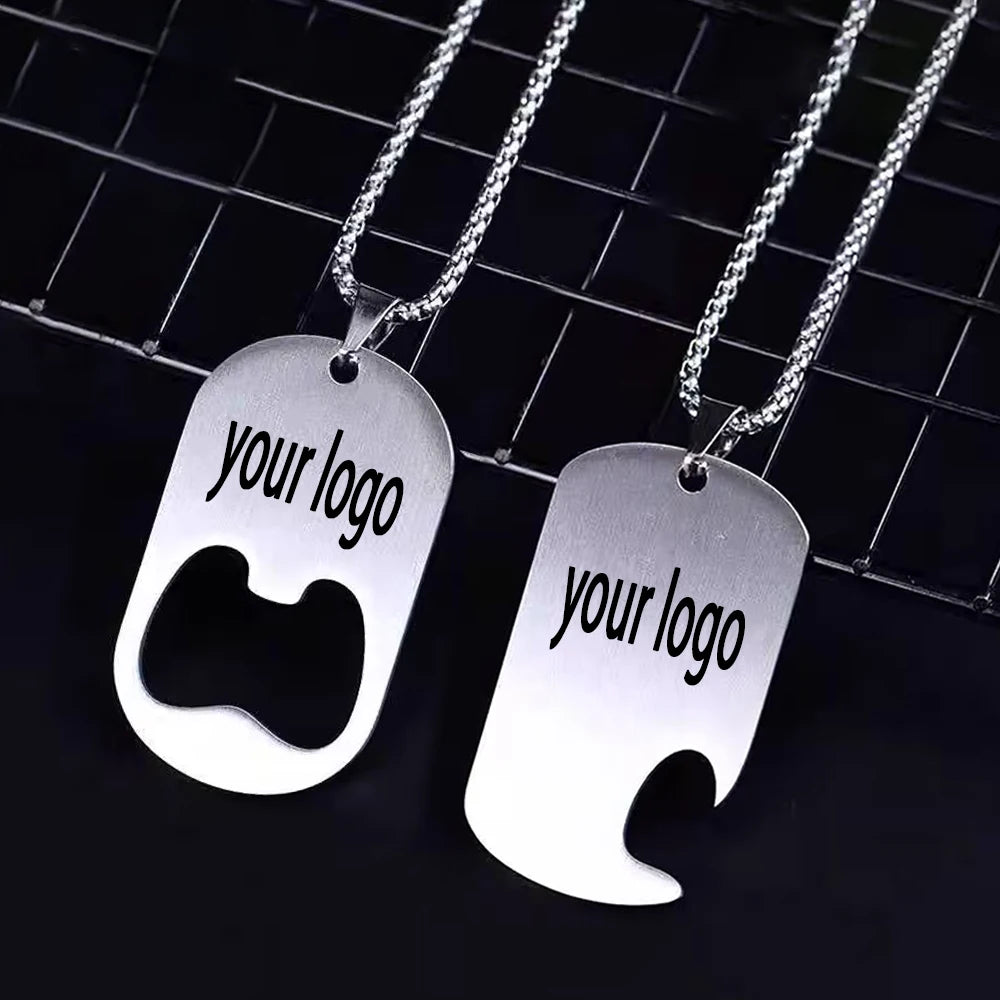 Wholesale Sublimation Blank Dog Tags Custom Engraved Stainless Steel Metal Dog Name Tags Necklace Bottle Opener