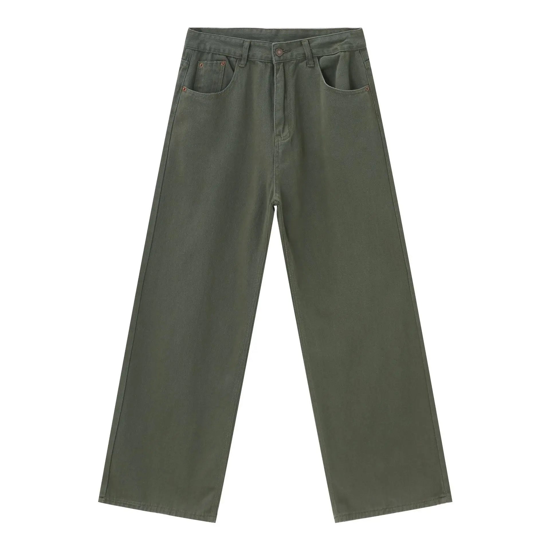 2025 New Designs 14oz Jeans Premium Quality Plain Color Jeans Straight Drak Green Jeans