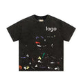 Wholesale Custom Splash Color Paint T Shirt Cotton Blank Tee Shirt Oversized Street Wear T Shirts for Men