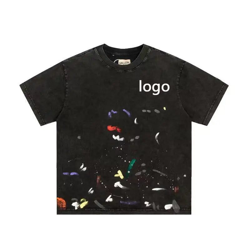 Wholesale Custom Splash Color Paint T Shirt Cotton Blank Tee Shirt Oversized Street Wear T Shirts for Men