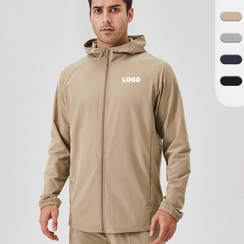 Custom Men's Clothes Fall Winter Zipper Hoodie Jacket for Men Autumn Long Sleeve Thin Casual Jacket Coat Bomber Jacket Hoodie