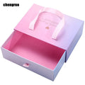 Chengruo Stock Paper Box with Ribbon Handle Embossed Slide Drawer Jewelry Gift Packaging Dozen Customized Personalized Gifts