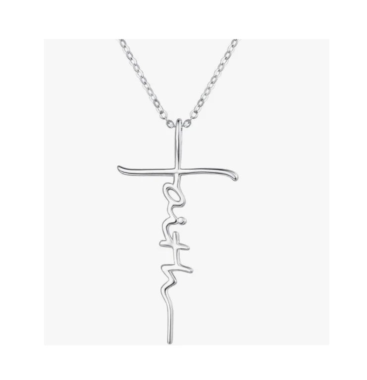 Cross Pendant Necklace Birth Stone Initial Letter Necklace Christian Religious Jewelry Gift Banquet