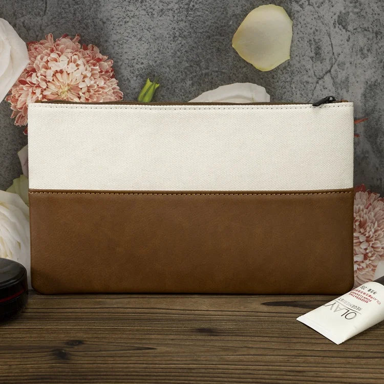 New Fashion Recycled Toiletry Bag Customized Logo Eco Friendly Makeup Promotional Bag Travel Leatherette Canvas Makeup Bag