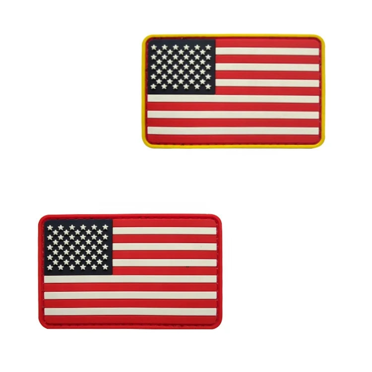 Stock US Flag PVC 3D Star Spangled Banner Tactical Costume Decoration Hook Patch Rubber Badge Customizable Costume Accessory