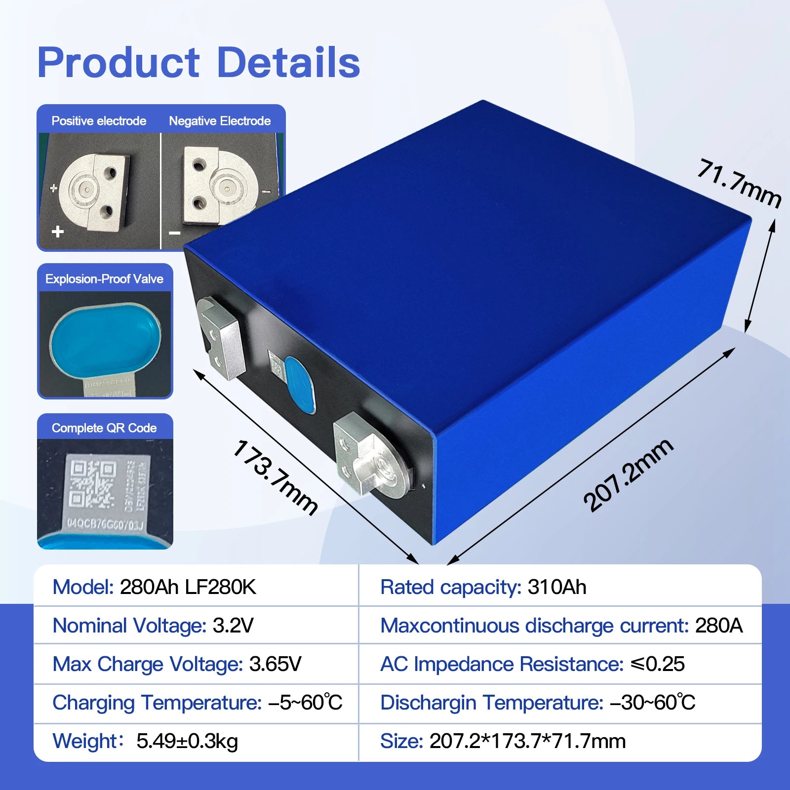 Solar Grade LiFePO4 Prismatic Batteries LF280K MB30 MB31 LF560 3.2V 280Ah 300Ah 304Ah 306Ah 314Ah 560Ah 6000 Cycle Life Solar
