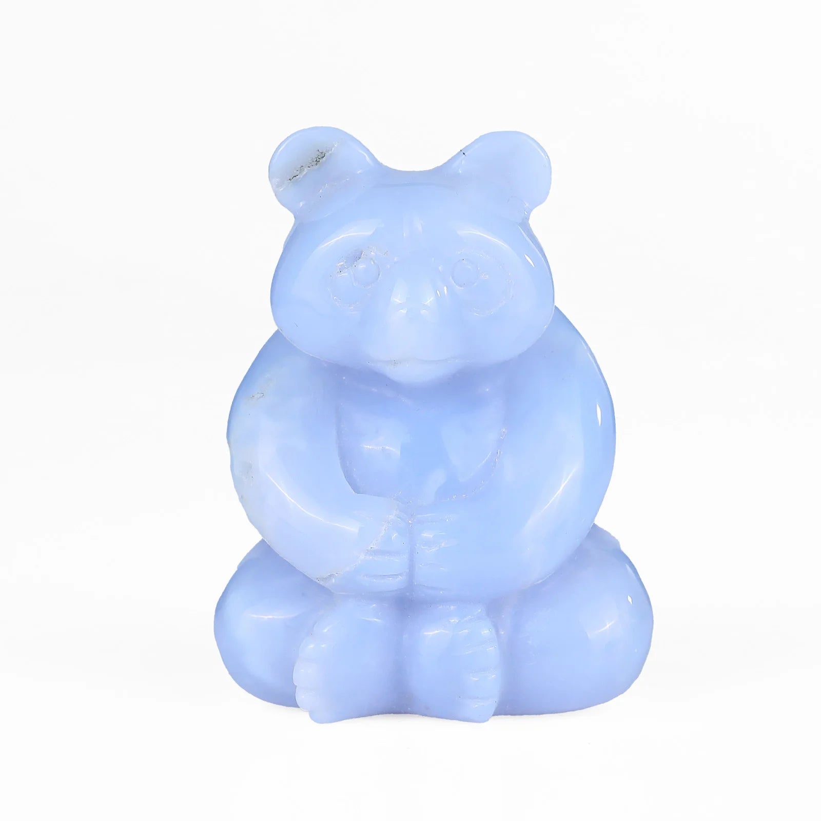 Natural Blue Chalcedony Panda Handmade Sculpture Gemstones Healing Crystals Home Decor Luxury Gifts YUCHENGLIN Brand 3 Inch