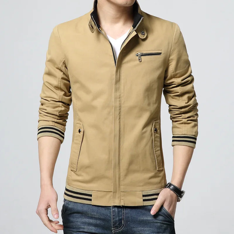 New Spring Autumn Men Casual Jacket Coat Men's Fashion Washed  Pure Cotton Clothing Jackets Male Coats Bomber Jacket Men Thin