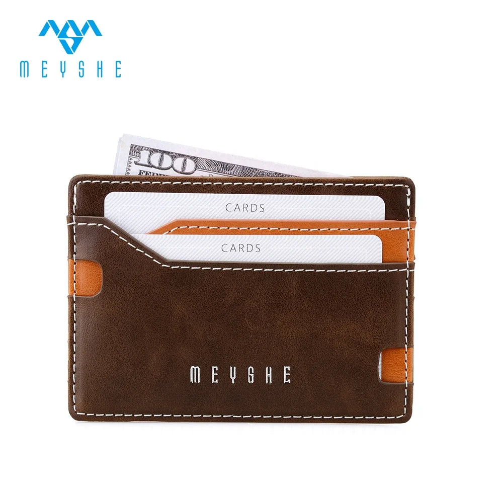 MEYSHE Luxury PU Leather RFID Blocking Slim Credit Card Money Clip Wallet Custom Logo Pattern No Closure Multi-Function for