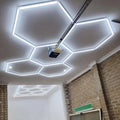 6500K Hexagonal Led Lights Customizable Honeycomb LED Hexagon Light 110V 220V LED Ceiling Light for Garage Modern Car Shop