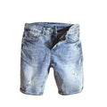 Men's Straight Fit Mid Waist Denim Shorts Casual Elegant Breathable Eco-Friendly Cotton Enzyme Wash Distressed Rolled Ripped