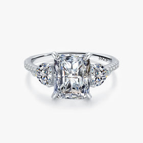 Ailmay Exquisite Luxury Rectangle 3ct AAAAA CZ Ring 925 Sterling Silver Rings for Women Wedding Engagement Fine Female Jewelry