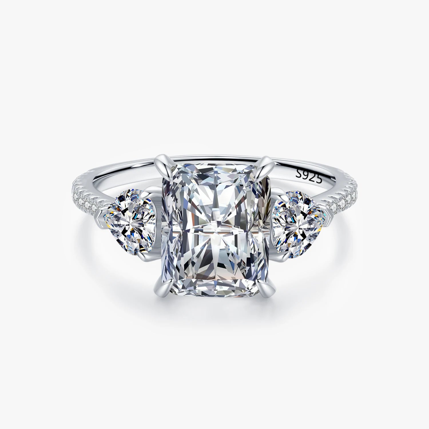 Ailmay Exquisite Luxury Rectangle 3ct AAAAA CZ Ring 925 Sterling Silver Rings for Women Wedding Engagement Fine Female Jewelry