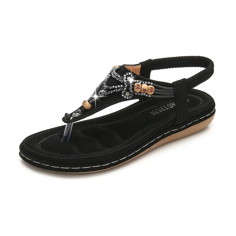 Women's Non-slip Satin Strappy Sandals Clip Toe Beach Ladies Flat Heel Sandals Fashion Casual Lightweight Walking Women's Shoes