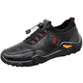 Men's Comfortable Casual PU Leather Shoes Breathable Soft-Faced and Soft-Soled Lace-Up Closure Mesh Lining for Driving