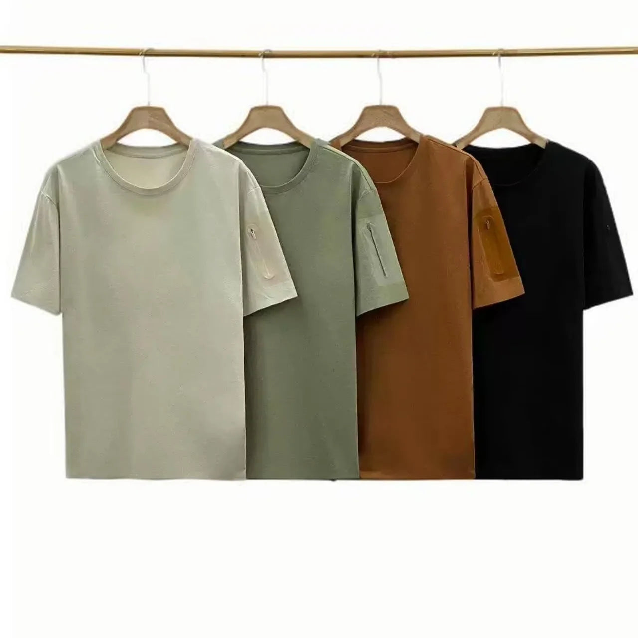 Summer Outdoor Ice Silk Quick Dry Sports Casual Solid Color O Neck Half Sleeve Men T-Shirt