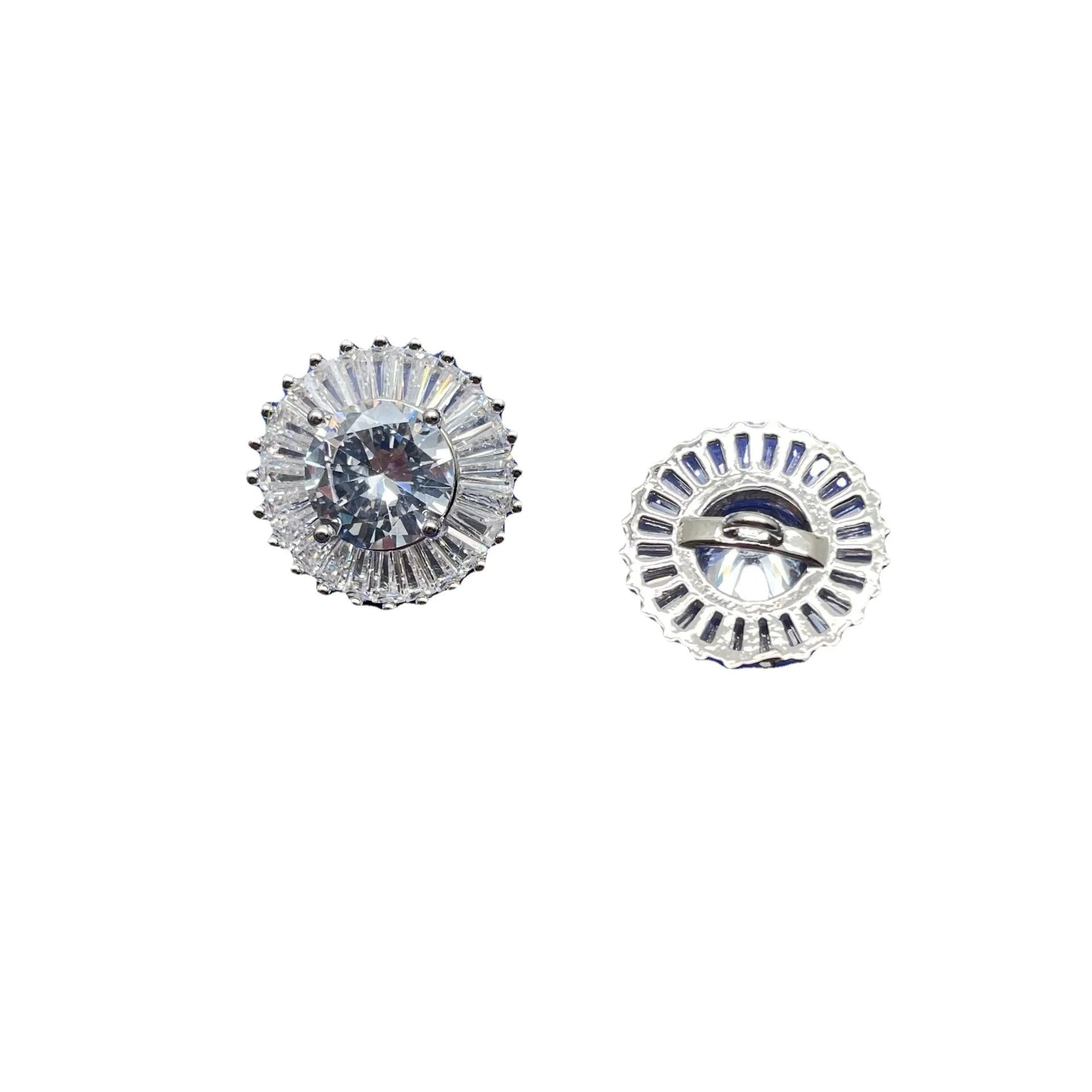 Fancy Design Custom Decorative Elegant Chic Silver Crystal Zircon  Buttons for Women Clothing