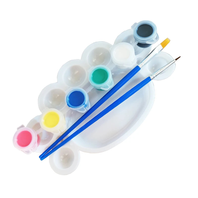 6 Colors Paint and Palette with Pen and Plastic Paint for Children