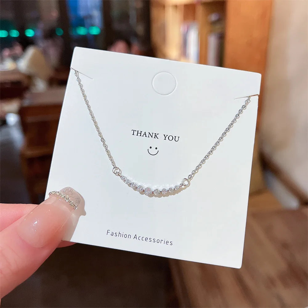 Geometric Jewelry Crystal Silver Necklace Women Fashion 18k Gold Plated Zircon Pendant Choker Necklace