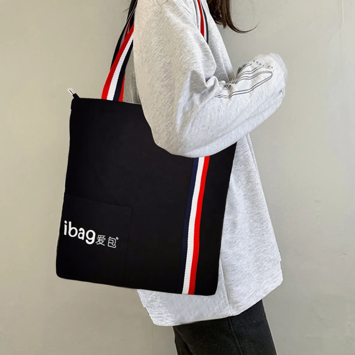 Fashion Girl Custom Printed Promotional Cotton Canvas Tote Bags with Zipper