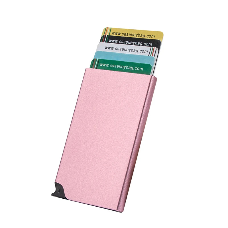 CASEKEY Custom Logo Metal Aluminum Anti-Theft Credit Card Wallet Carteira De Metal Minimalist Slim Rfid Safe Card Holder