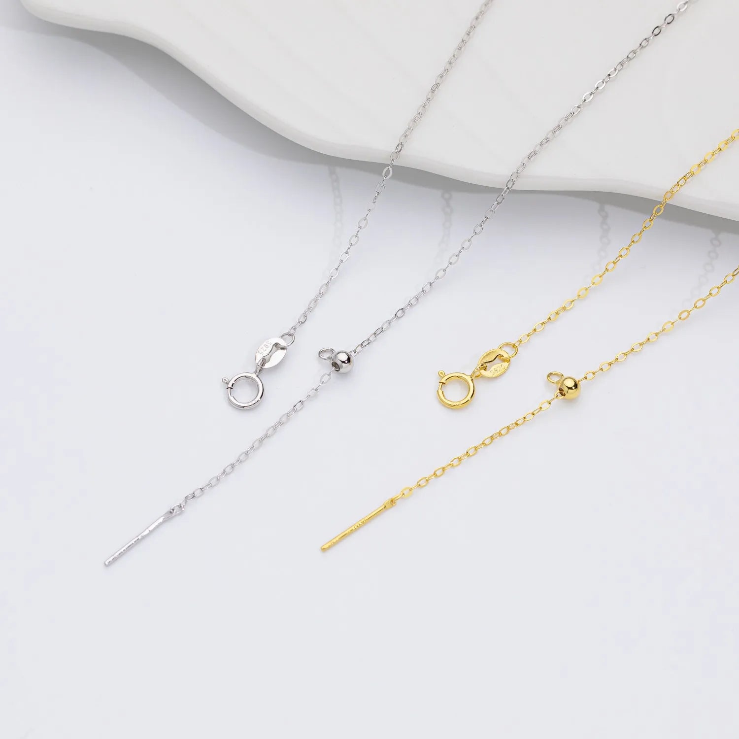 Custom 925 Sterling Silver Italy Rolo Chain Adjustable Cross Chain Necklace Gold 18k Plated Necklace Fine Jewelry