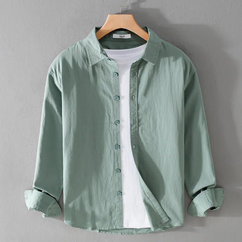 Masculina Casual Fashion Comfortable M-3XL Shirt Top Young Man Long Sleeve 100 Cotton Shirts